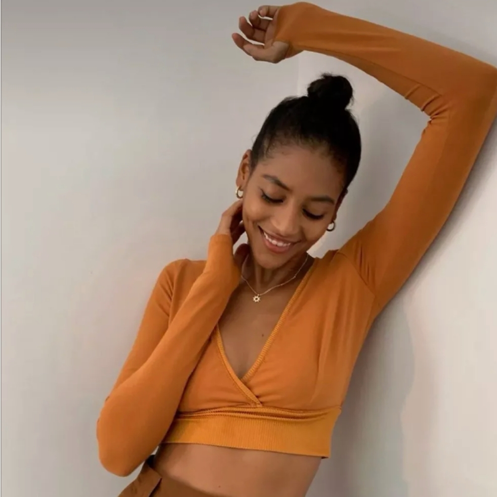 Out From Under Urban Outfitters Mustardy Orange Long-Sleeve Crop Top